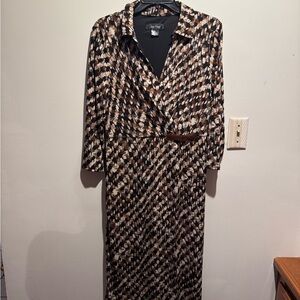 Jessica Howard Black and Brown Long Sleeve Dress